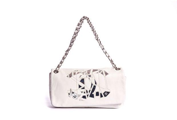 Chanel White Mirror Mosaic Handbag: Chanel White Mirror Mosaic Handbag Condition: Excellent Era: Contemporary; 2000s Dimensions: 12" L x 4" W x 6.5" H Materials: leather metal Color: white silver Chanel mint condition white mirror cc lo