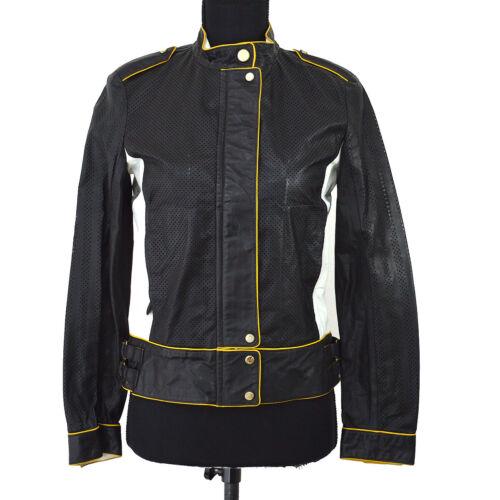 GUCCI Zip Up Long Sleeve Riders Jacket Black Gray Italy: GUCCI Zip Up Long Sleeve Riders Jacket Black Gray Italy Size: #- Accents: Logo Country/Region of Manufacture: Italy Department: Women Style: Jacket Outer Shell Material: 100% Genune Leather Product Li