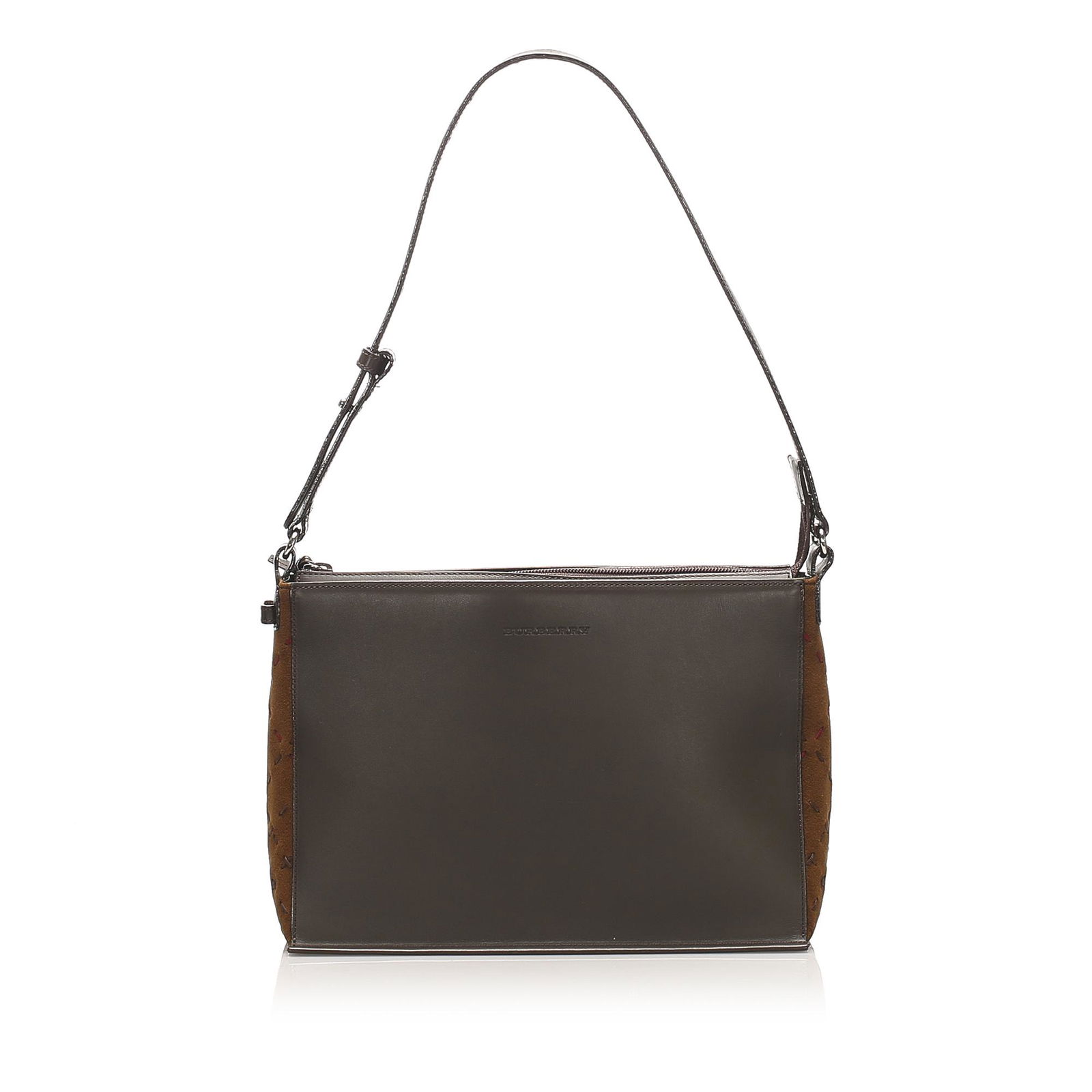 Burberry Leather Shoulder Bag: Burberry Leather Shoulder Bag This shoulder bag features a leather body a flat leather strap an open top an interior zip compartment and an interior zip and slip pockets. Brand: Burberry Model: Leathe
