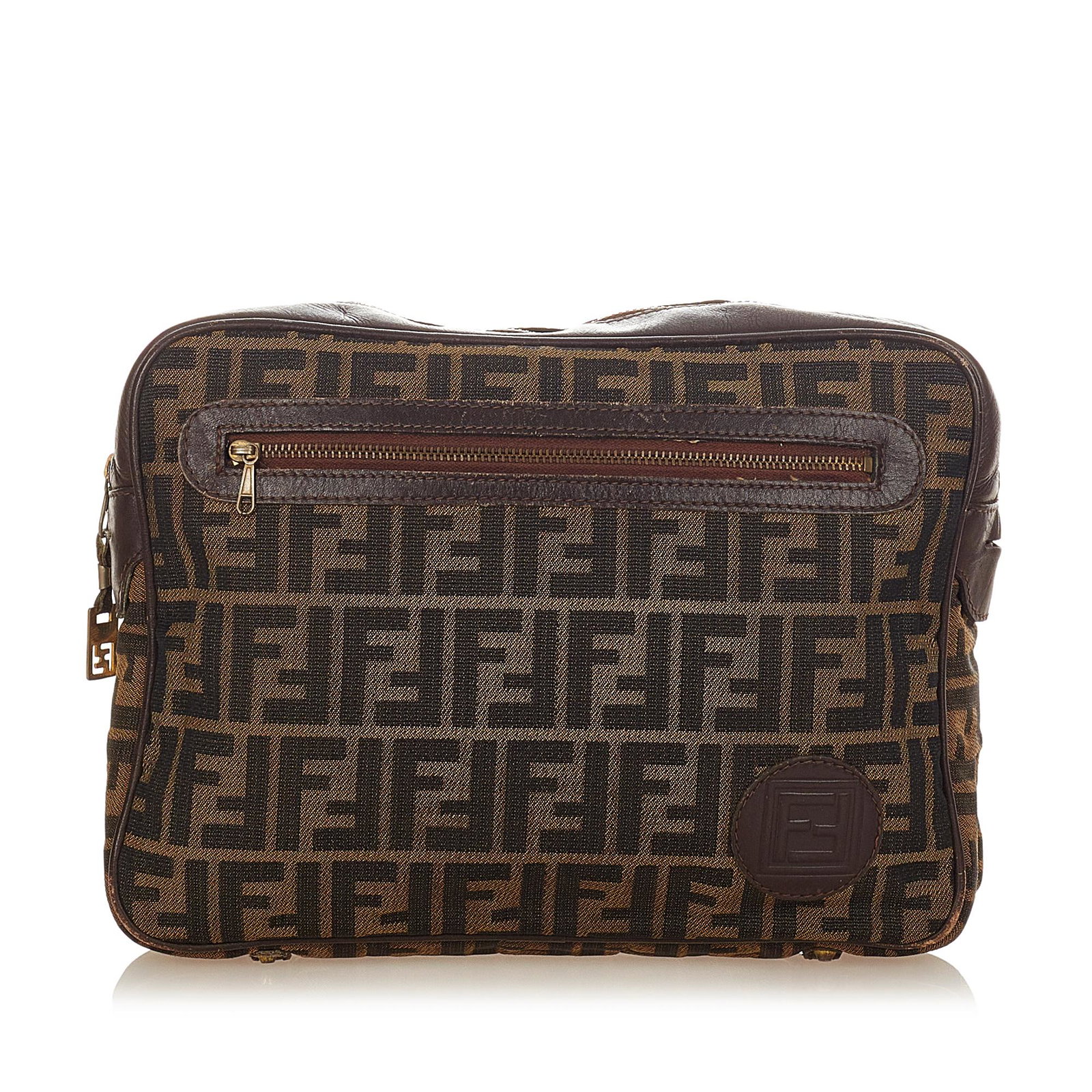 Fendi Zucca Canvas Clutch Bag: Fendi Zucca Canvas Clutch Bag This clutch bag features a canvas body and a top zip closure. Brand: Fendi Model: Zucca Canvas Clutch Bag Origin: Italy Category: Bags Color: Brown Style: Zucca Material: