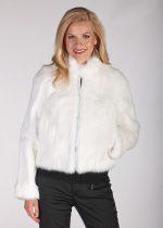 White Fur Zippered Short Jacket - Rabbit Fur: Show off your lines in this short white zippered rabbit jacket that is perfect over slacks and jeans for daytime or evening. Enjoy the glow of white fur! Size: Our sizing specialist will contact you a
