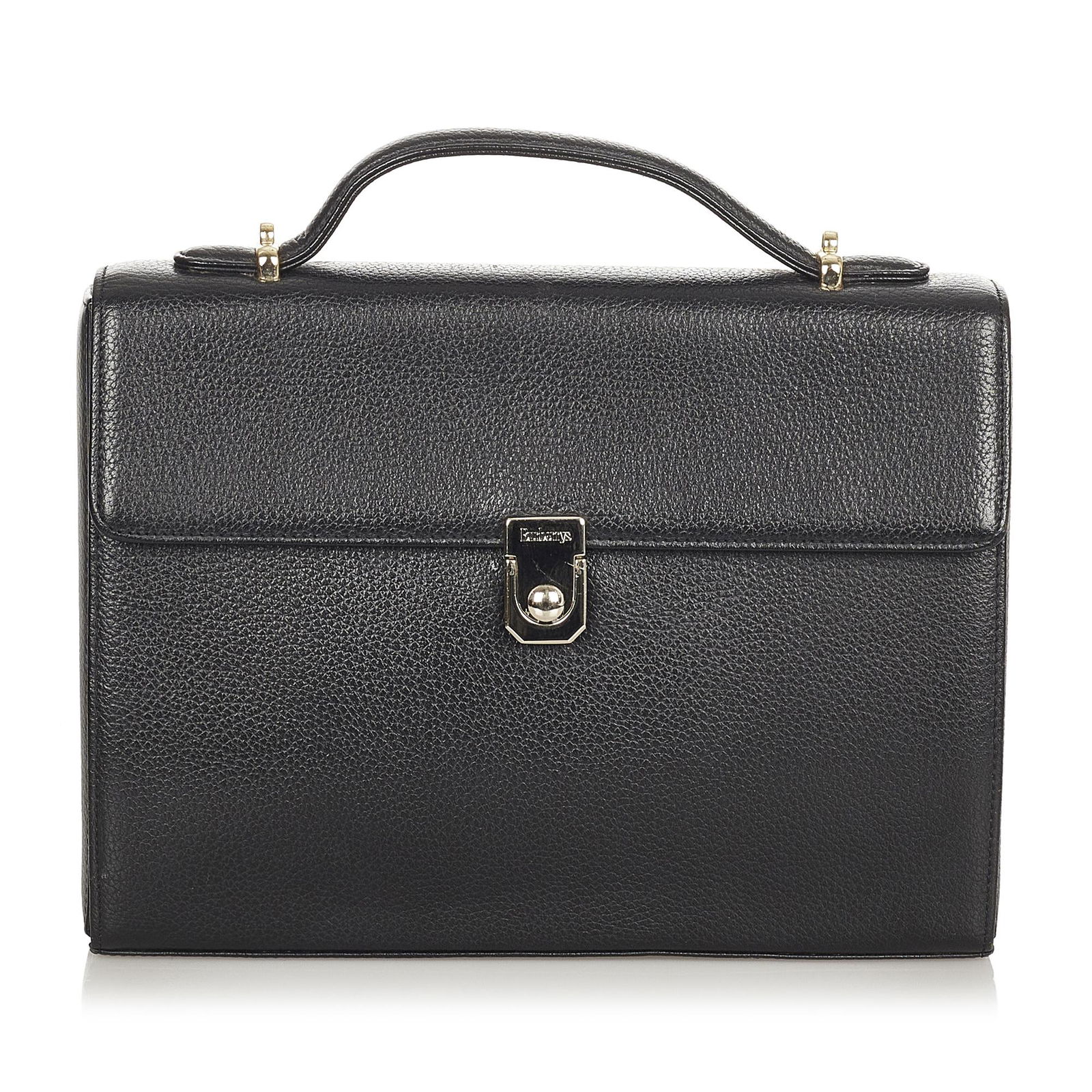 Burberry Leather Satchel: Burberry Leather Satchel This satchel features a leather body a flat top leather handle a detachable flat leather strap a front flap with a metal push lock closure and interior pockets. Brand: Burberr