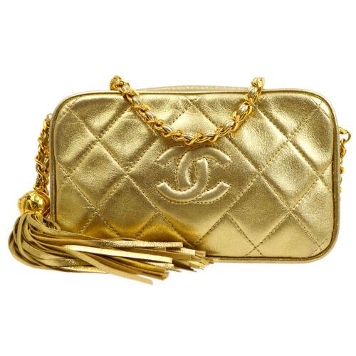 CHANEL Quilted CC Fringe Chain Shoulder Bag 2942644: CHANEL Quilted CC Fringe Chain Shoulder Bag 2942644 Gold Lambskin Size: Small Accents: Fringe Country/Region of Manufacture: Italy Department: Women Style: Shoulder Bag Bag Height: 3.9 Material: Lambs