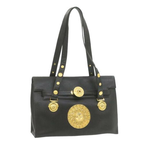 GIANNI VERSACE Sun Face Shoulder Bag Black Leather: GIANNI VERSACE Sun Face Shoulder Bag Black Leather Brand: GIANNI VERSACE Color: Black Material: Leather Style: Shoulder Bag Size: W35 x H24 x D10cm / Shoulder Drop 27cm(Approx) Type: unknown Departmen