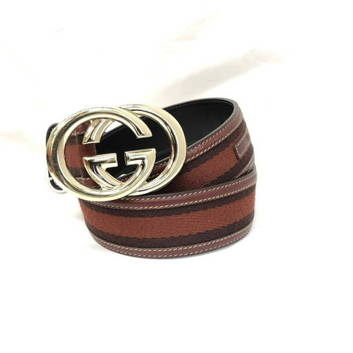 Vintage Gucci GG Buckle With Red & Green Skinny Belt Used 