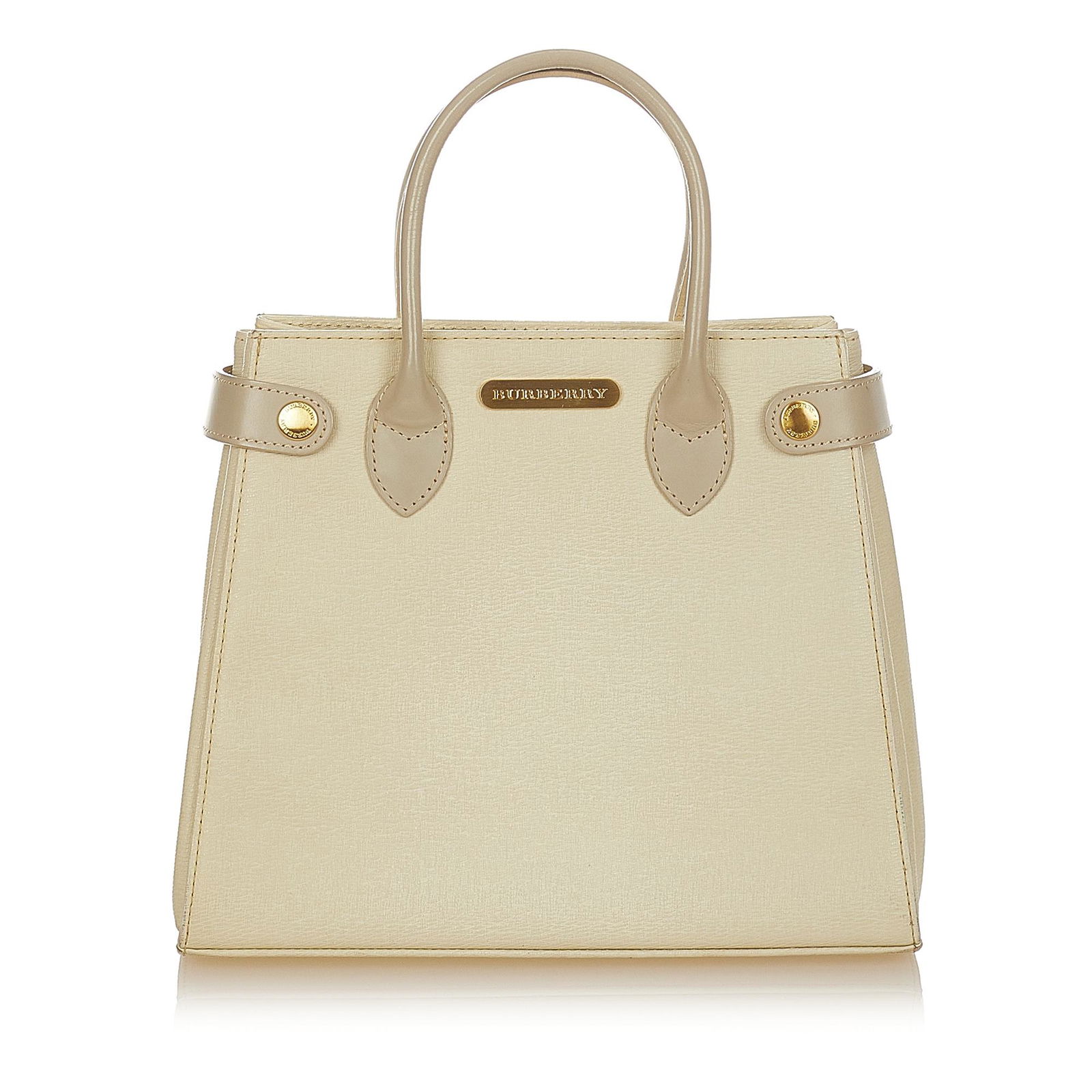 Burberry Leather Handbag: Burberry Leather Handbag This handbag features a leather body rolled leather handles an open top and an interior zip compartment. Brand: Burberry Model: Leather Handbag Origin: United Kingdom Category