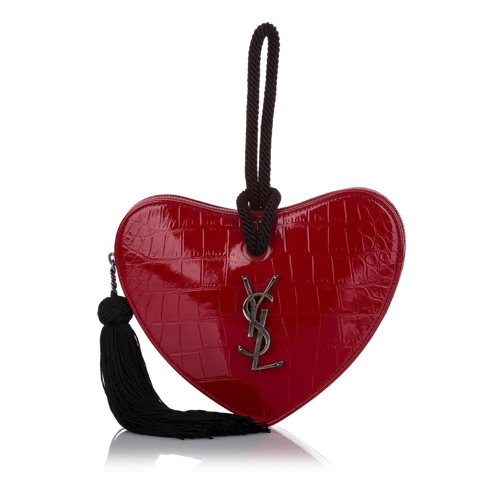 YSL Sac Coeur Handbag: YSL Sac Coeur Handbag The Sac Coeur features a croc embossed patent leather body a roped handle with tassel detail a top zip closure and an interior slip pocket. Brand: YSL Model: Sac Coeur Handbag Or