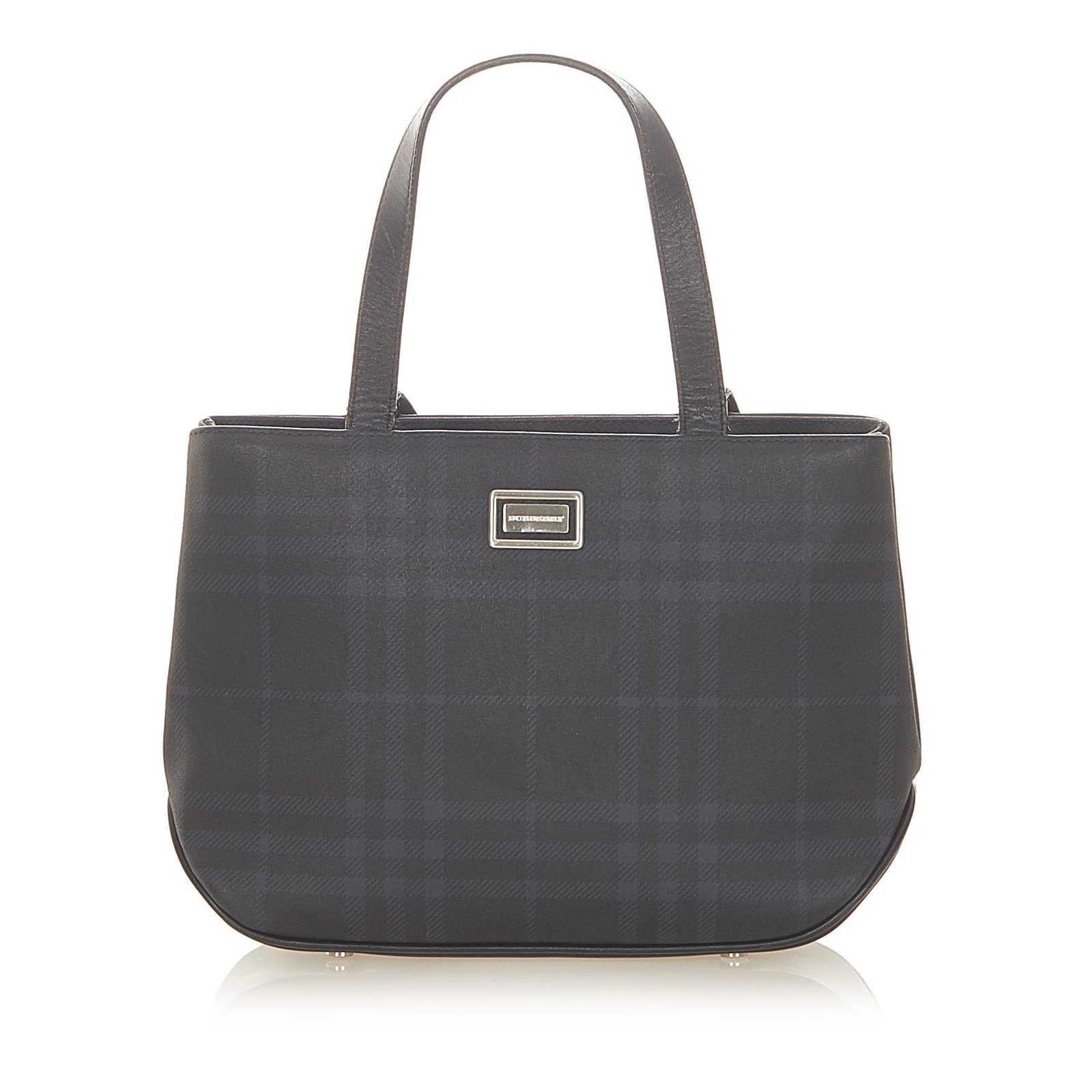 Burberry Tonal Check Handbag: Burberry Tonal Check Handbag This handbag features a PVC body with leather trim flat leather handles an interior zip compartment and an interior zip pocket. Brand: Burberry Model: Tonal Check Handbag