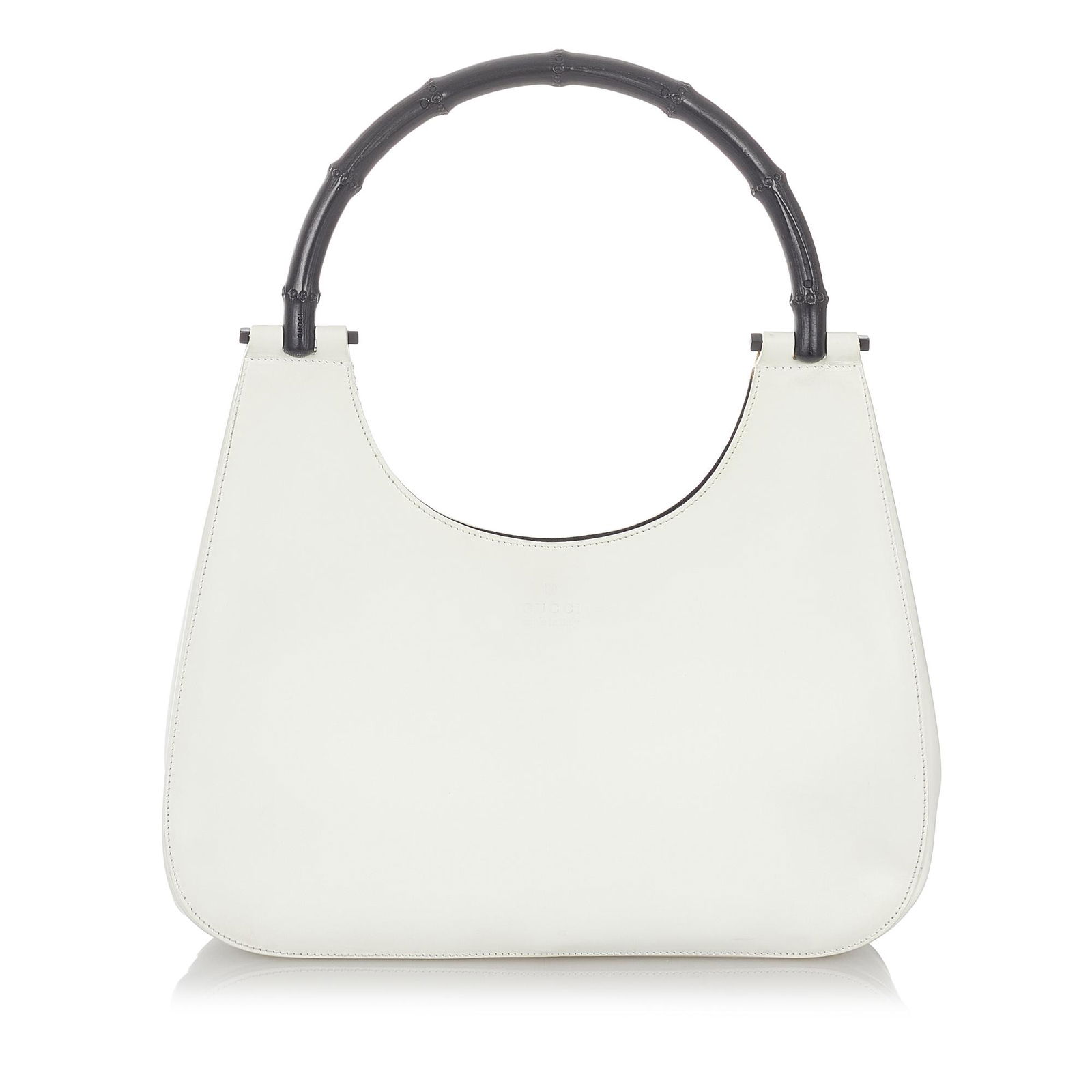 Gucci Bamboo Leather Shoulder Bag: Gucci Bamboo Leather Shoulder Bag This shoulder bag features a leather body a bamboo top handle an open top with magnetic closure and an interior zip pocket. Brand: Gucci Model: Bamboo Leather Shoulde