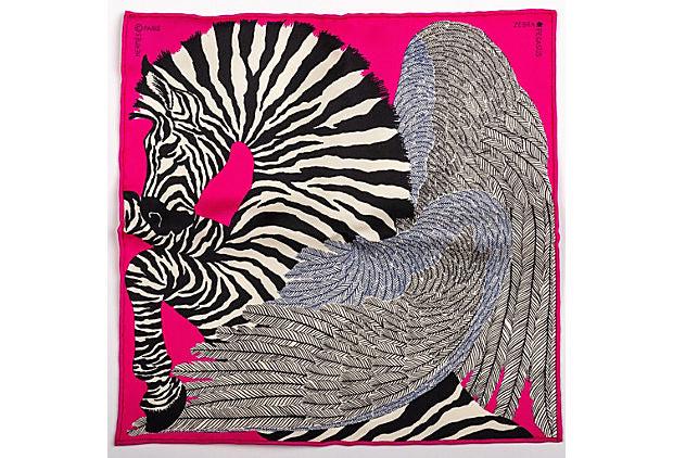 Hermes Pink Collectible Zebra Pochette: Hermes Pink Collectible Zebra Pochette Condition: New Era: Contemporary; 2000s Dimensions: 8" L x 8" W Materials: silk Color: pink black white Hermes silk twill Zebra Pegasus 16.5" square scarf design