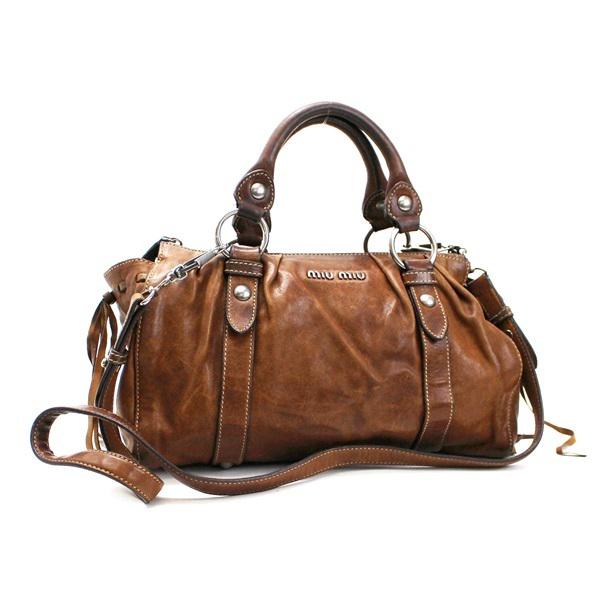 Miu 2WAY Handbag Shoulder Bag Tote Leather Silver: Miu 2WAY Handbag Shoulder Bag Tote Leather Silver Hardware Brown MIUMIU Women's Gathered 2 Way Brand: Miu Miu Type: Handbag, Shoulder bag, Tote bag Gender: Men,Women Material: Leather Color: Brown, Da