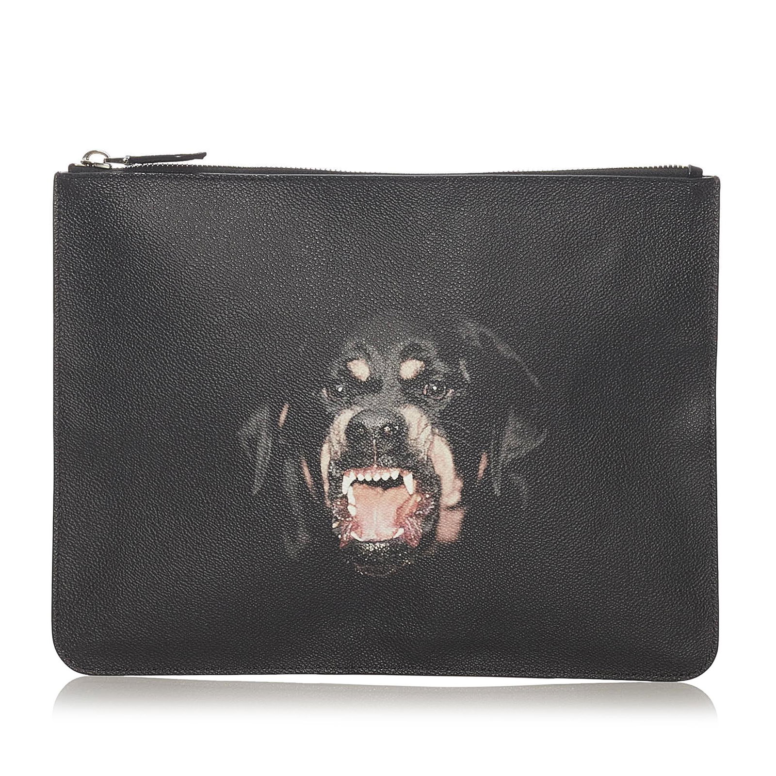 Givenchy Antigona Rottweiler Leather Clutch Bag: Givenchy Antigona Rottweiler Leather Clutch Bag The Antigona clutch bag features a leather body with print a top zip closure and interior slip pockets. Brand: Givenchy Model: Antigona Rottweiler Leath
