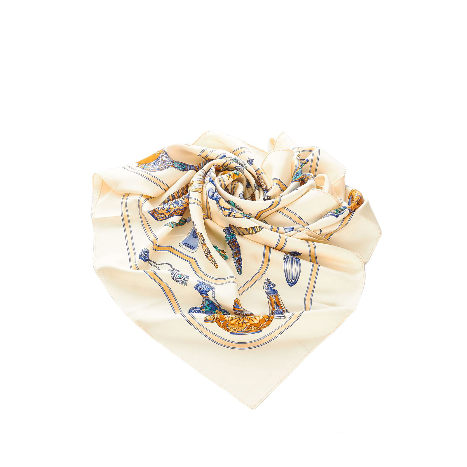 Hermes Qu importe Le Flacon Silk Scarf: Hermes Qu importe Le Flacon Silk Scarf The Qu importe Le Flacon scarf features a print on 100% silk. Brand: Hermes Model: Qu importe Le Flacon Silk Scarf Origin: France Category: Accessories Color: Wh
