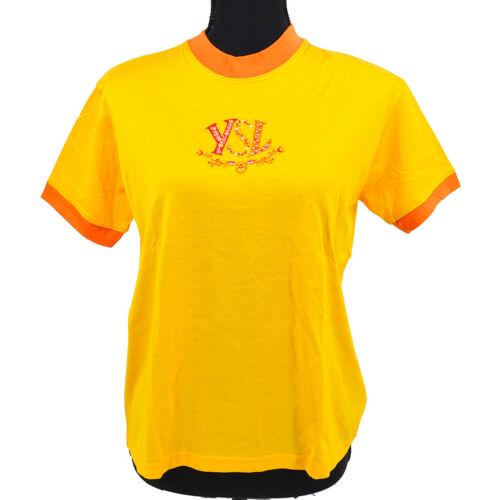 Yves Saint Laurent Logos Round Neck Short Sleeve Tops: Yves Saint Laurent Logos Round Neck Short Sleeve Tops Yellow #150 S227-094 Size: 150 Accents: Logo Country/Region of Manufacture: Japan Department: Girls Style: Basic Season: Summer Material: 100% Cot