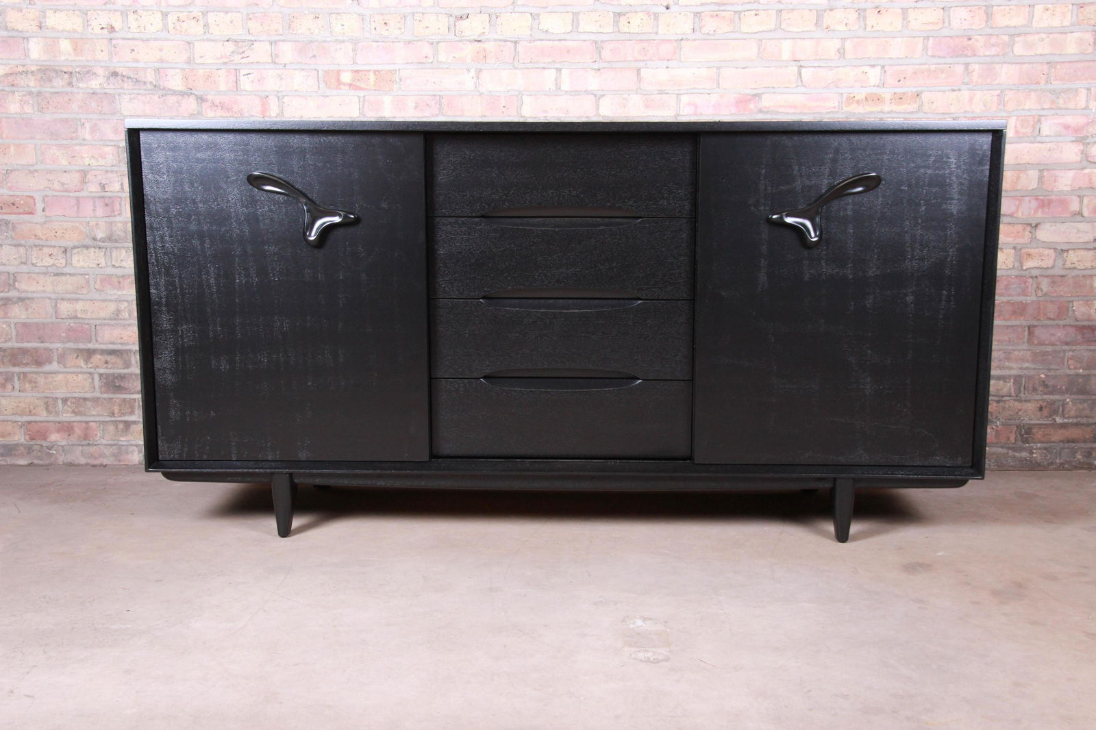 Paul Laszlo for Brown Saltman Ebonized "Treasure Chest": Paul Laszlo for Brown Saltman Ebonized "Treasure Chest" 21-Drawer Dresser or Credenza Newly Refinished A rare and exceptional mid-century modern ebonized mahogany 21-drawer "Treasure Chest" long dress