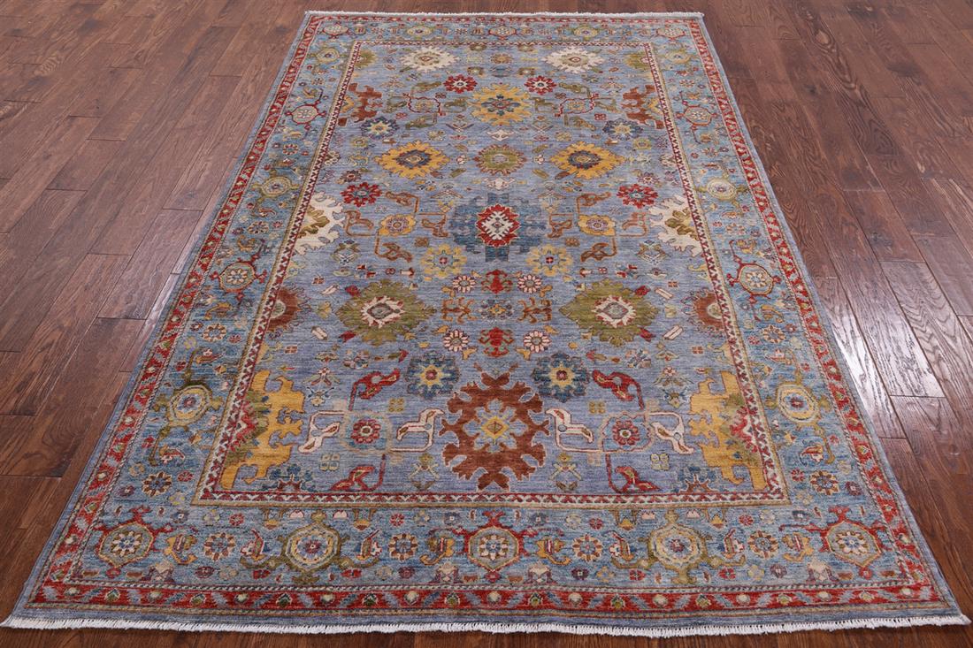 5' 6" X 8' 7" Turkish Oushak Hand Knotted Wool Rug: 5' 6" X 8' 7" Turkish Oushak Hand Knotted Wool Rug Design: Traditional Exact Size: 5\ 6 X 8\ 7 Style: Oushak Foundation: Cotton Pile: Wool Weave: Hand-knotted Age: New The BIDHAUS Guarantee: All items