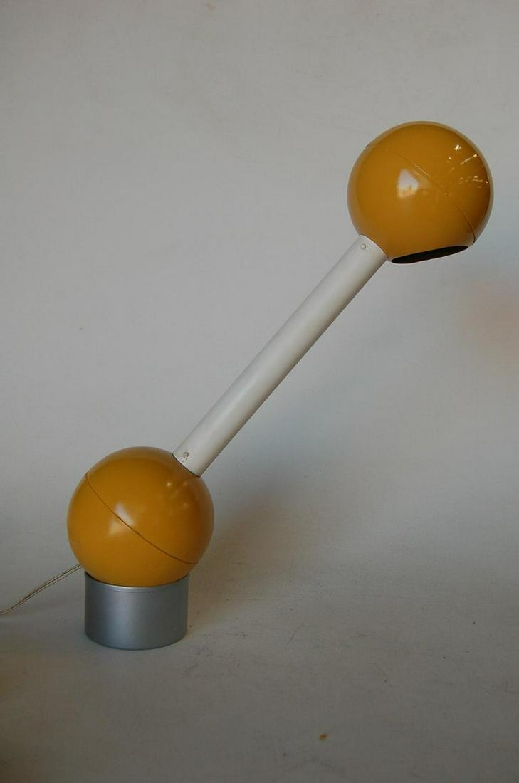 Yellow Double Ball Barbell Desk Table Lamp by George: Yellow Double Ball Barbell Desk Table Lamp by George Kovacs Creator: George Kovacs (Maker) Dimensions: Height: 22 in. (55.88 cm) Dimensions: Width: 5 in. (12.7 cm) Dimensions: Depth: 5 in. (12.7 cm) M