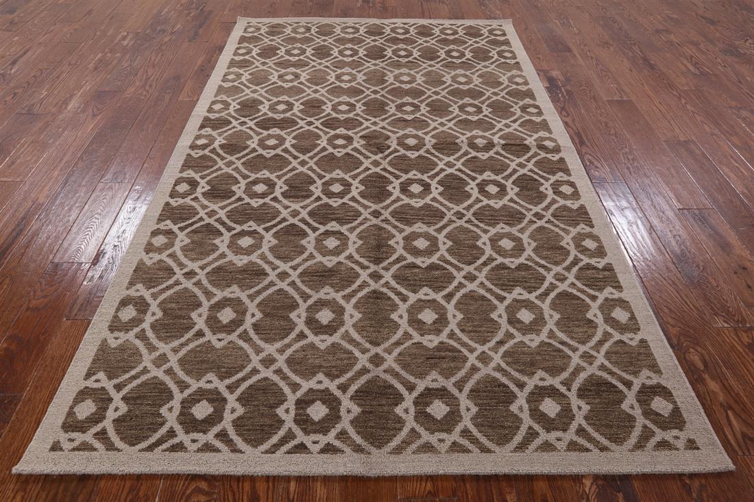 5' 2" X 8' 0" Clearance Hand Knotted Modern Area Rug: 5' 2" X 8' 0" Clearance Hand Knotted Modern Area Rug Design: Geometric Exact Size: 5\ 2 X 8\ 0 Style: Modern Foundation: Cotton Pile: Wool Weave: Hand-knotted Age: New The BIDHAUS Guarantee: All items