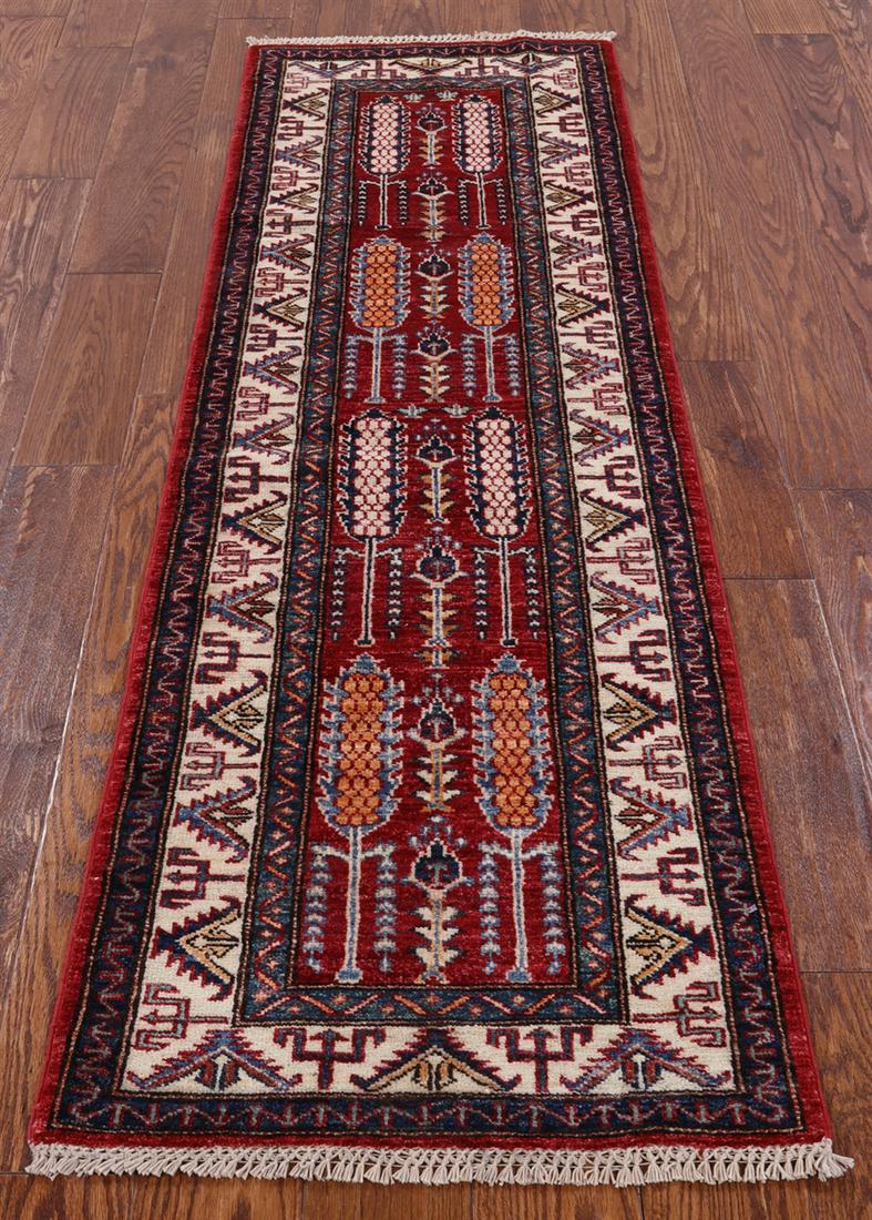 Hand-Knotted Super Kazak Runner Rug 2' 0" X 6' 2": Hand-Knotted Super Kazak Runner Rug 2' 0" X 6' 2" Design: Traditional Exact Size: 2\ 0 X 6\ 2 Style: Super Kazak Foundation: Cotton Pile: Wool Weave: Hand-knotted Age: New The BIDHAUS Guarantee: All i