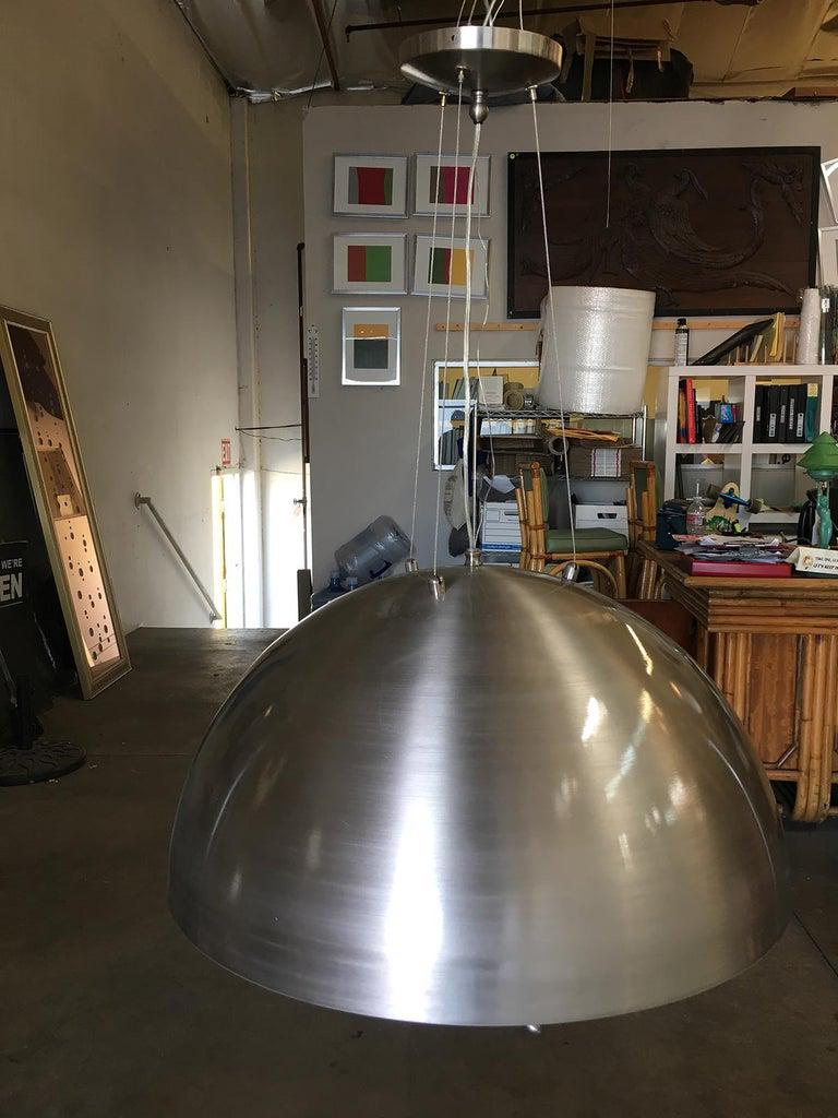 Kovacs Style Spun Aluminum Ceiling Pendant circa 1980: Kovacs Style Spun Aluminum Ceiling Pendant circa 1980 Dimensions: Height: 34 in. (86.36 cm) Dimensions: Diameter: 24 in. (60.96 cm) Materials and Techniques: Steel Place of Origin: United States Perio