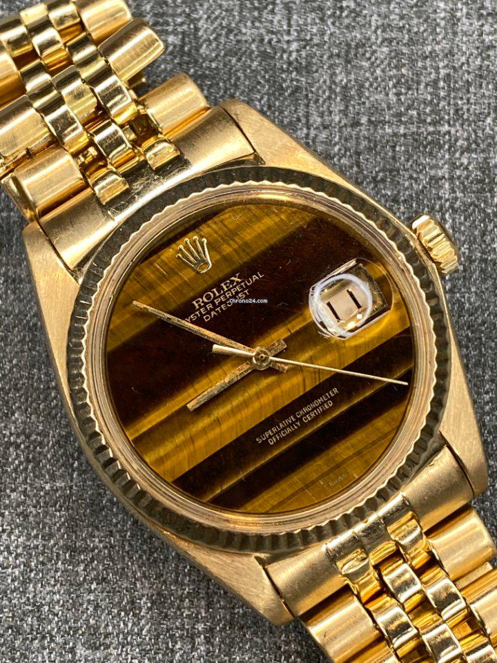 Rolex Ref 1601 Datejust 18k Gold Tiger Eye Dial