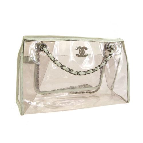 CHANEL CC Logos Double Chain Shoulder Bag Clear White Mar 03, 2022