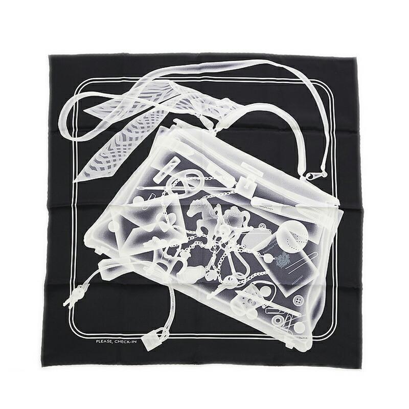 Hermes Carre 65 Scarf PLEASE CHECK-IN Black Silk: Hermes Carre 65 Scarf PLEASE CHECK-IN Black Silk Brand: Hermes Material: Silk, 100% Color: Black Condition: Used (like new) Weight: 35g / 1.23oz. Size (LxW): 65cm x 65cm / 25.59'' x 25.59'' The BIDHAU