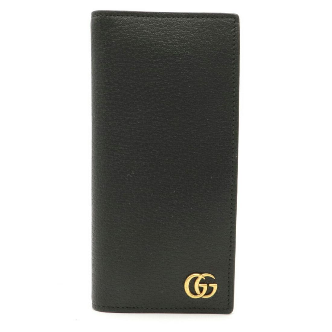GUCCI GG Marmont leather bi-fold wallet black 428740: GUCCI GG Marmont leather bi-fold wallet black 428740Brand: Gucci Material: Leather Color: Black Size (HxWxD): 18cm x 9cm / 7.08'' x 3.54'' Condition: Used (like new) Type: Long wallet (bi-fold) Damage