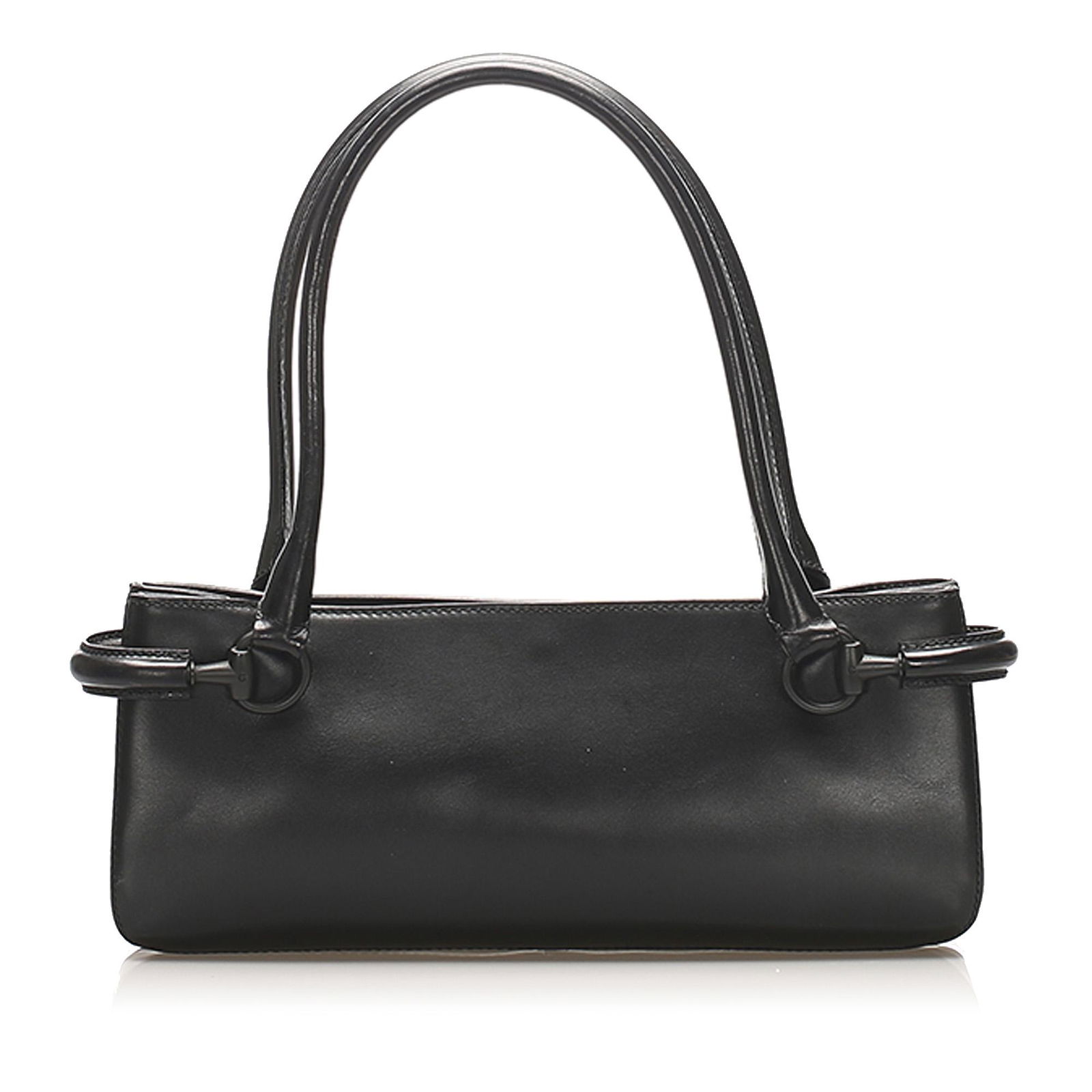 Gucci Horsebit Leather Shoulder Bag: Gucci Horsebit Leather Shoulder Bag This shoulder bag features a leather body rolled leather straps an open top with snap button closure and an interior zip pocket. Brand: Gucci Model: Horsebit Leathe