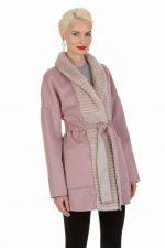 Guy Laroche Cashmere and Mink Jacket - Hazy Pink Reversible to Morning Beige: Modern and timeless. Cashmere and mink. Two vital elements that create this sublimely lovely cashmere jacket by the world class design house Guy Laroche. What a wonderful change from dark winter color