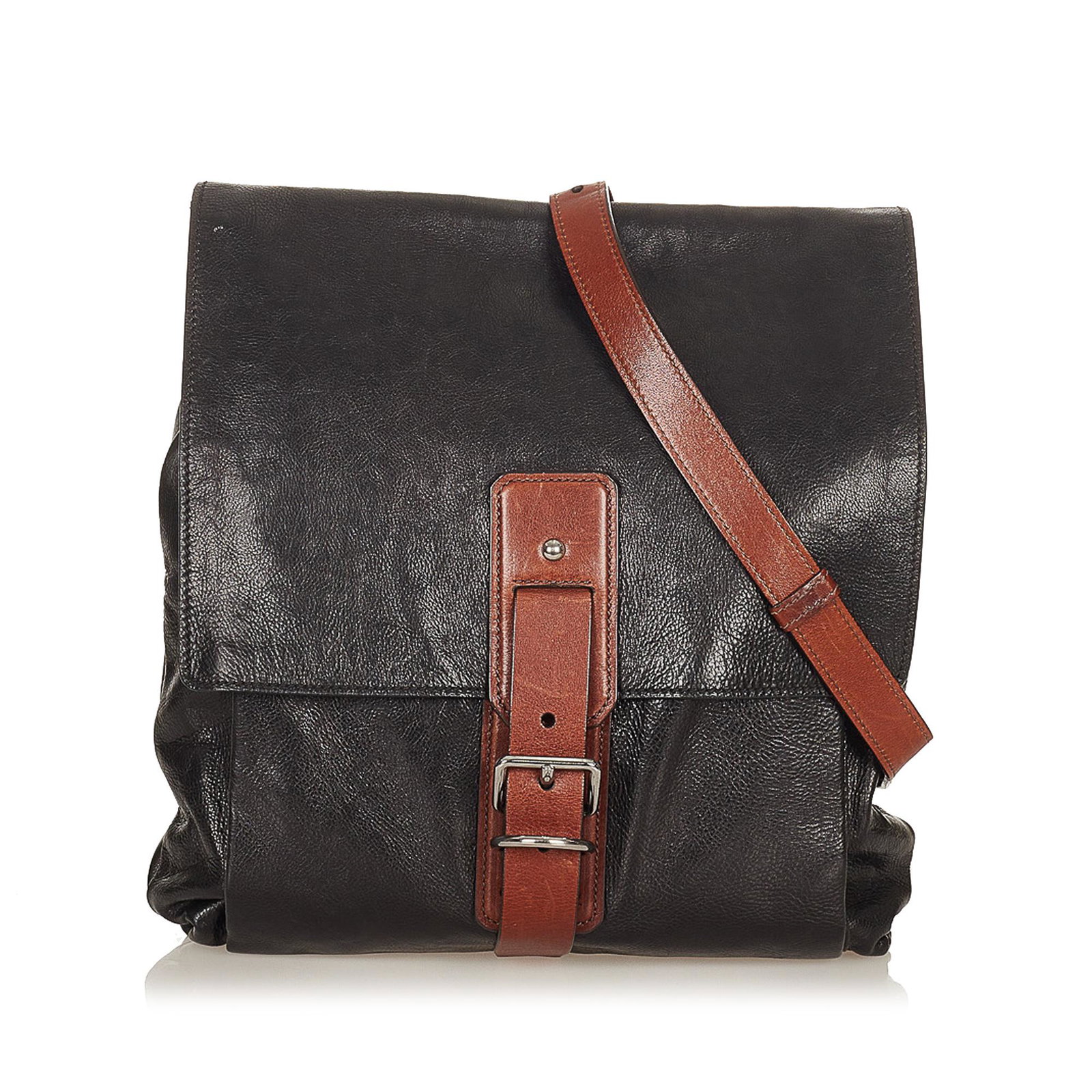 Prada Leather Crossbody Bag: Prada Leather Crossbody Bag This crossbody bag features a leather body a flat leather strap a front flap and an interior zip pocket. Brand: Prada Model: Leather Crossbody Bag Origin: Italy Category: B