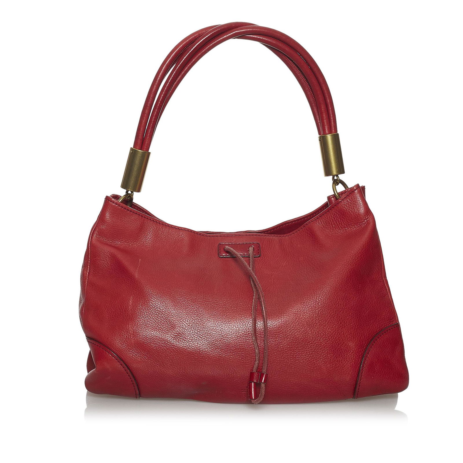 Gucci Leather Shoulder Bag: Gucci Leather Shoulder Bag This shoulder bag features a leather body a rolled leather strap an open top with a claw closure and an interior zip pocket. Brand: Gucci Model: Leather Shoulder Bag Origin: