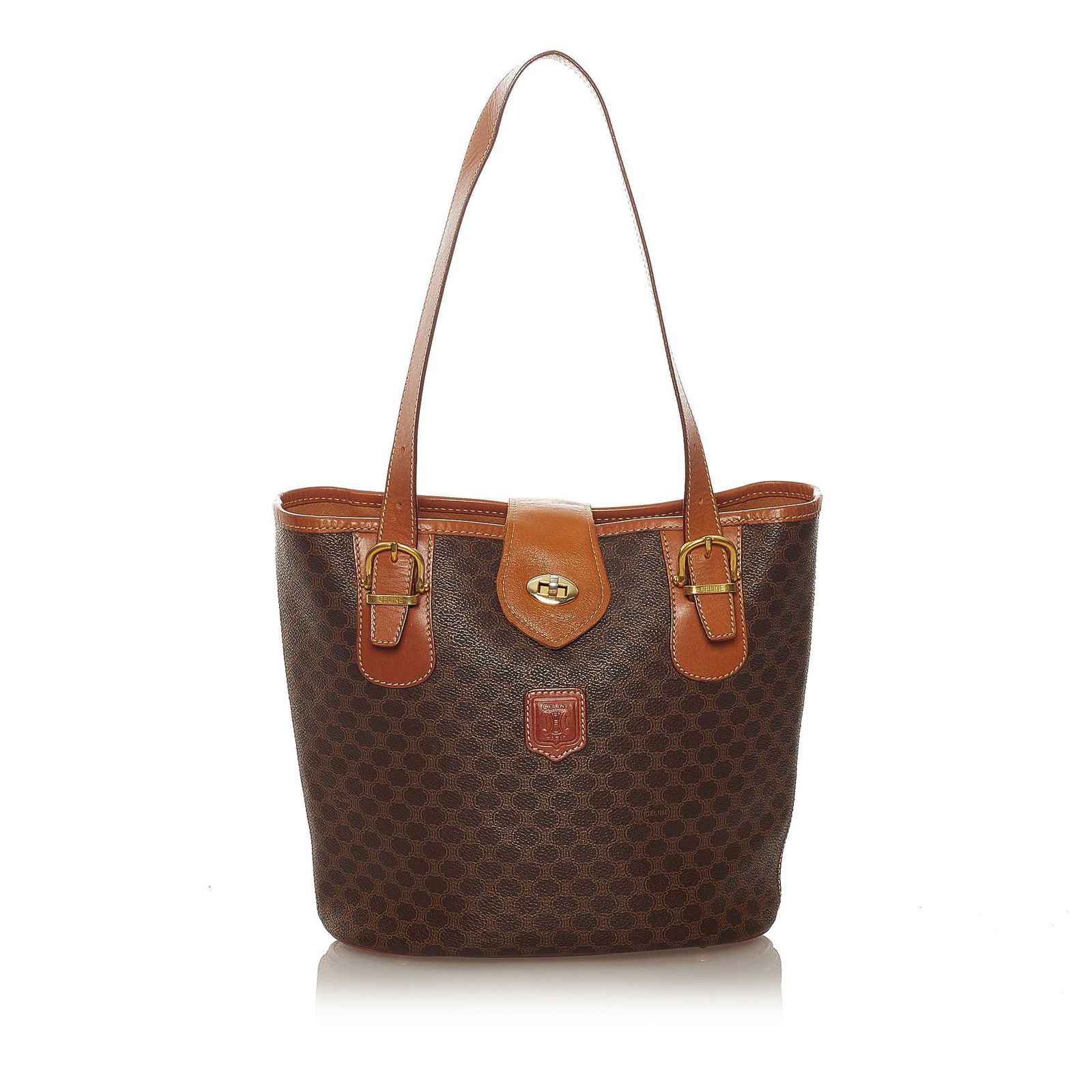 Celine Macadam Tote Bag: Celine Macadam Tote Bag This tote bag features a PVC body with leather trim flat leather straps an open top and an interior zip compartment. Brand: Celine Model: Macadam Tote Bag Origin: France Catego