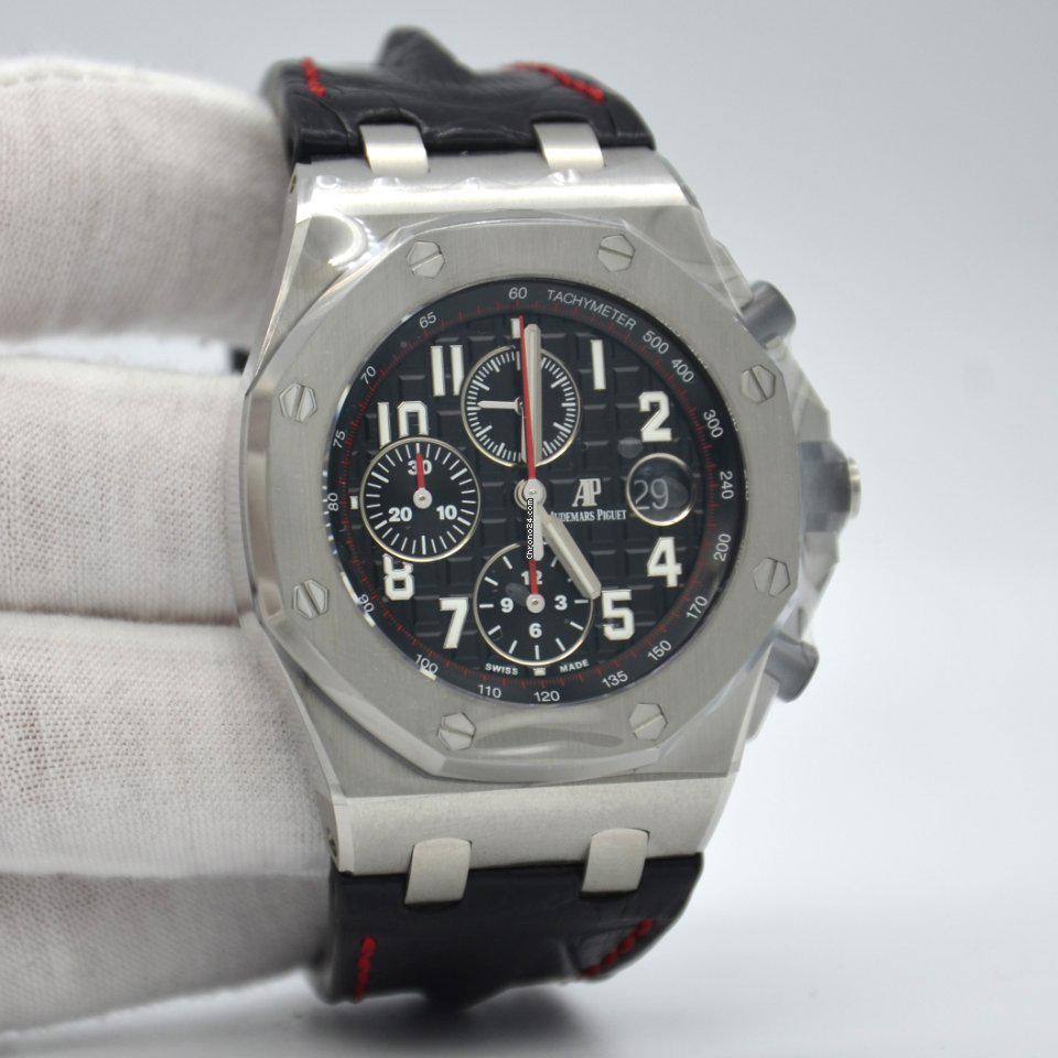 Audemars Piguet Royal Oak Offshore Chronograph: Audemars Piguet Royal Oak Offshore Chronograph Brand: Audemars Piguet Model: Royal Oak Offshore Chronograph Movement: Automatic Case material: Steel Bracelet material: Crocodile skin Year of productio