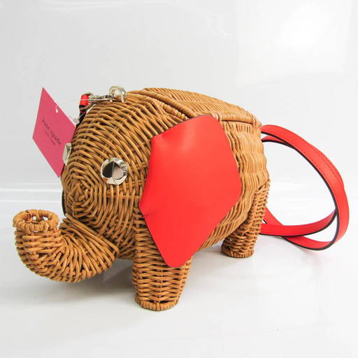 Kate Spade Tiny Wicker Elephant PXRUB236 Women's Leather,Straw Shoulder Bag  Beige,Orange - Mar 14, 2022 | Bidhaus in NY