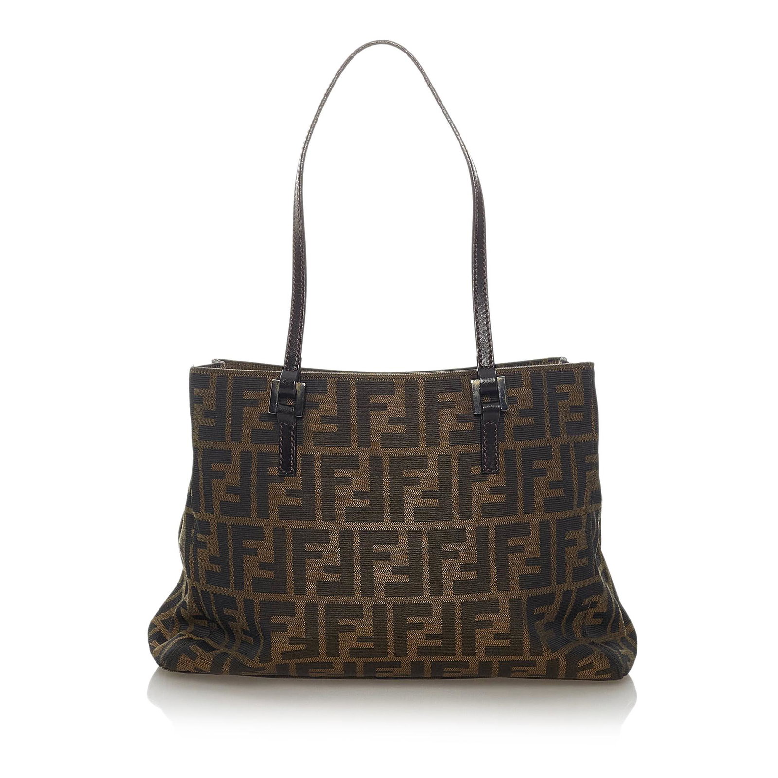 Fendi Zucca Canvas Tote Bag: Fendi Zucca Canvas Tote Bag This tote bag features a canvas body flat leather handles and an open top. Brand: Fendi Model: Zucca Canvas Tote Bag Origin: Italy Category: Bags Color: Brown Style: Zucca 