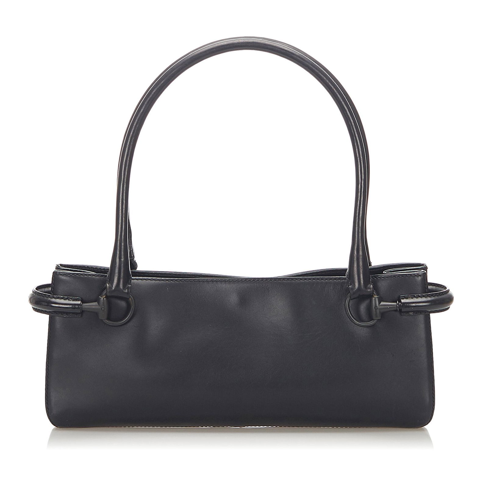 Gucci Horsebit Leather Handbag: Gucci Horsebit Leather Handbag The Horsebit handbag bag features a leather body rolled leather handles with chain and horsebit details an open top with a magnetic closure and an interior zip pocket. B