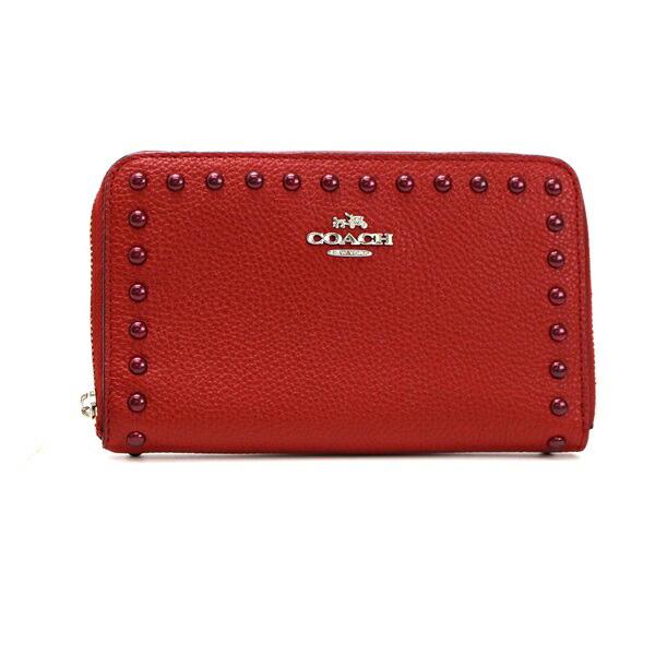 Coach Round Zipper Wallet Leather Red Ladies Studs Compact: Coach Round Zipper Wallet Leather Red Ladies Studs Compact Brand: Coach Type: Wallet (bi-fold) Gender: Men Women Material: Leather Leather: Color: Red color Size (HxWxD): 10.5cm x 16.5cm x 1.5cm / 4.1