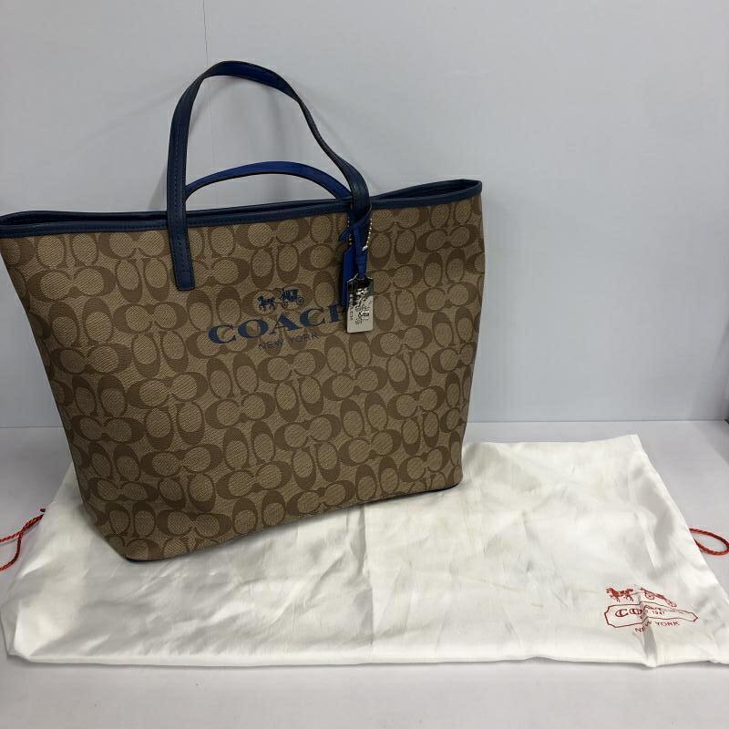 COACH Coach Signature Tote Bag Beige Blue: COACH Coach Signature Tote Bag Beige Blue Brand: Coach Line: Signature Model: G1421-F32706 Type: Tote bag Material: Signature line Signature line: Color: Beige Blue Size (HxWxD): 30cm x 46cm x 15cm /