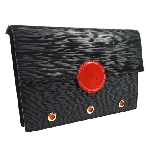 LOUIS VUITTON 2WAY CLUTCH HAND SHOULDER BAG BLACK EPI VI1911: LOUIS VUITTON 2WAY CLUTCH HAND SHOULDER BAG BLACK EPI VI1911 Size: Medium Accents: Button Country/Region of Manufacture: France Style: Clutch Bag Height: 7.1 Product Line: Clutch Material: Epi Leather