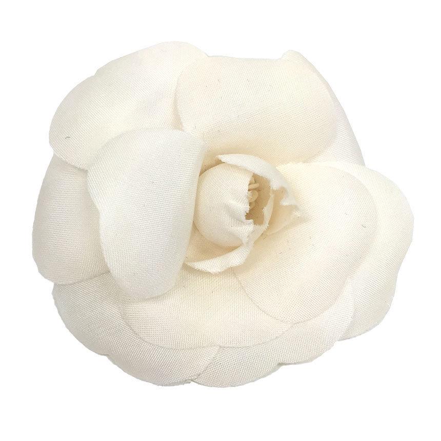 CHANEL COCO Mark Sequin Camellia Brooch corsage white