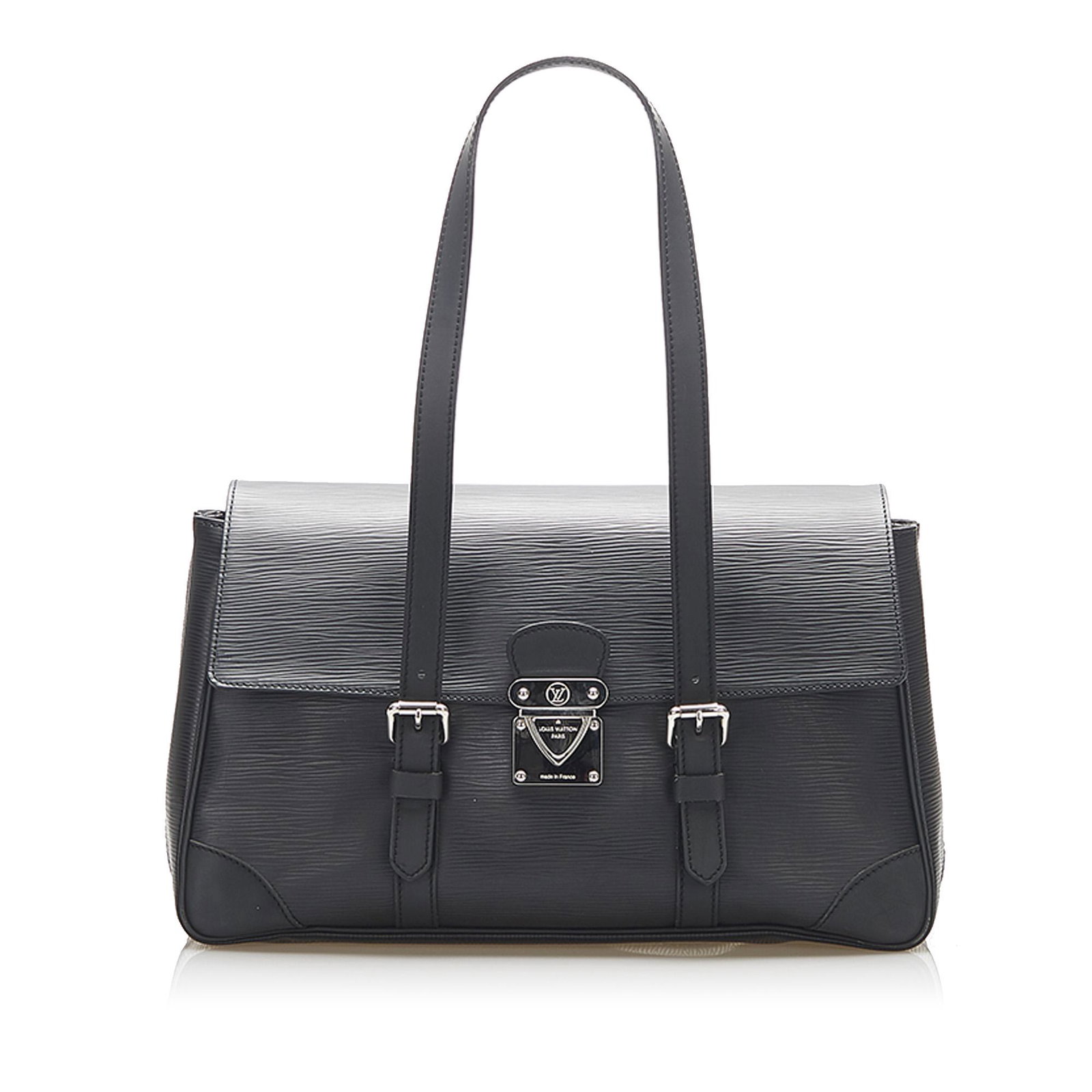 Louis Vuitton Epi Segur MM: Louis Vuitton Epi Segur MM The Segur MM features an epi leather body a back exterior slip pocket flat leather straps a front flap with a silver-tone lock closure an open top and an interior slip pocke