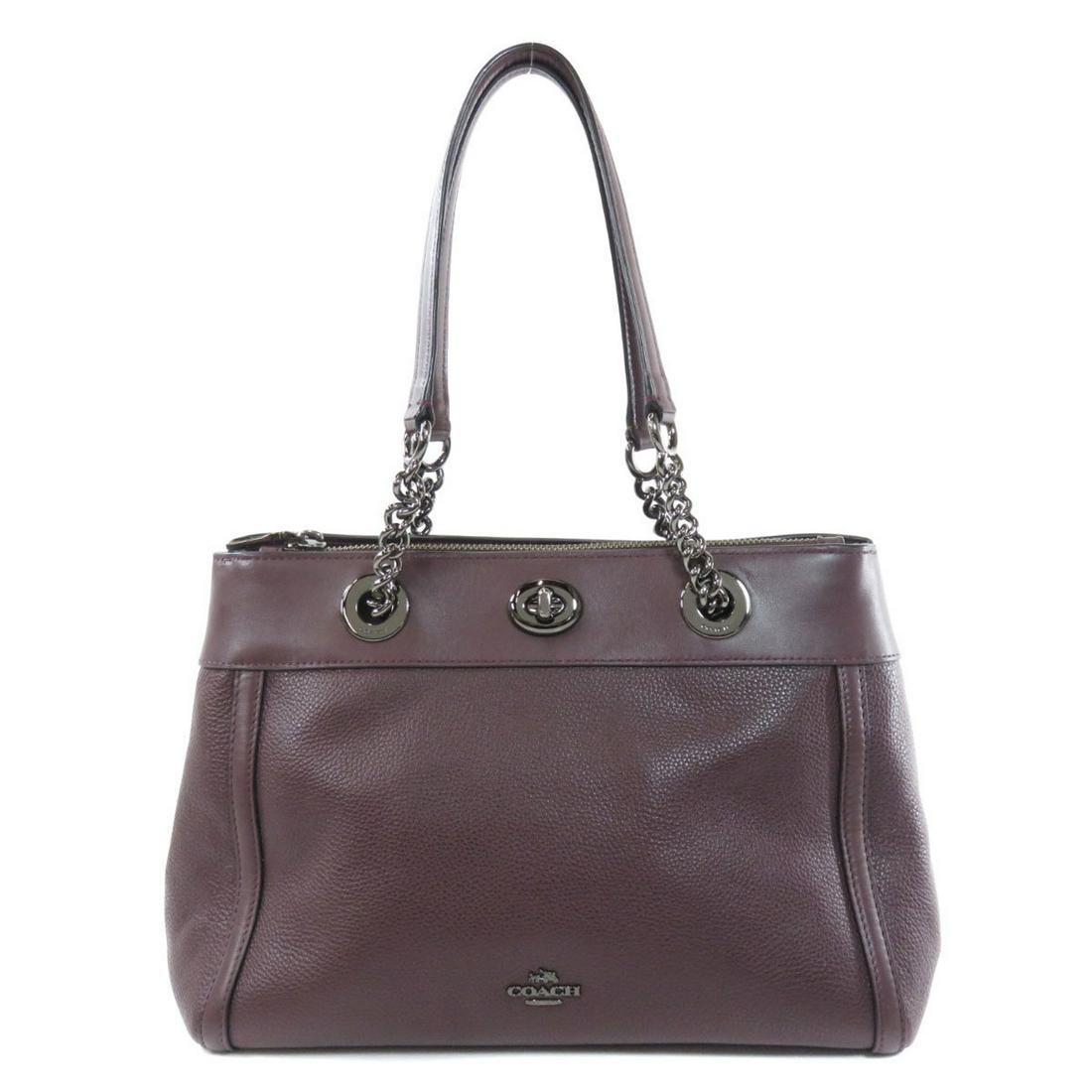 Coach 87239 Motif Tote Bag Leather Ladies COACH: Coach 87239 Motif Tote Bag Leather Ladies COACH Brand: Coach Model: 87239 logo motif tote bag Type: Tote bag Gender: Women Material: Leather Leather: Color: Brown Closure: Turn lock Outer Pocket: Zipp