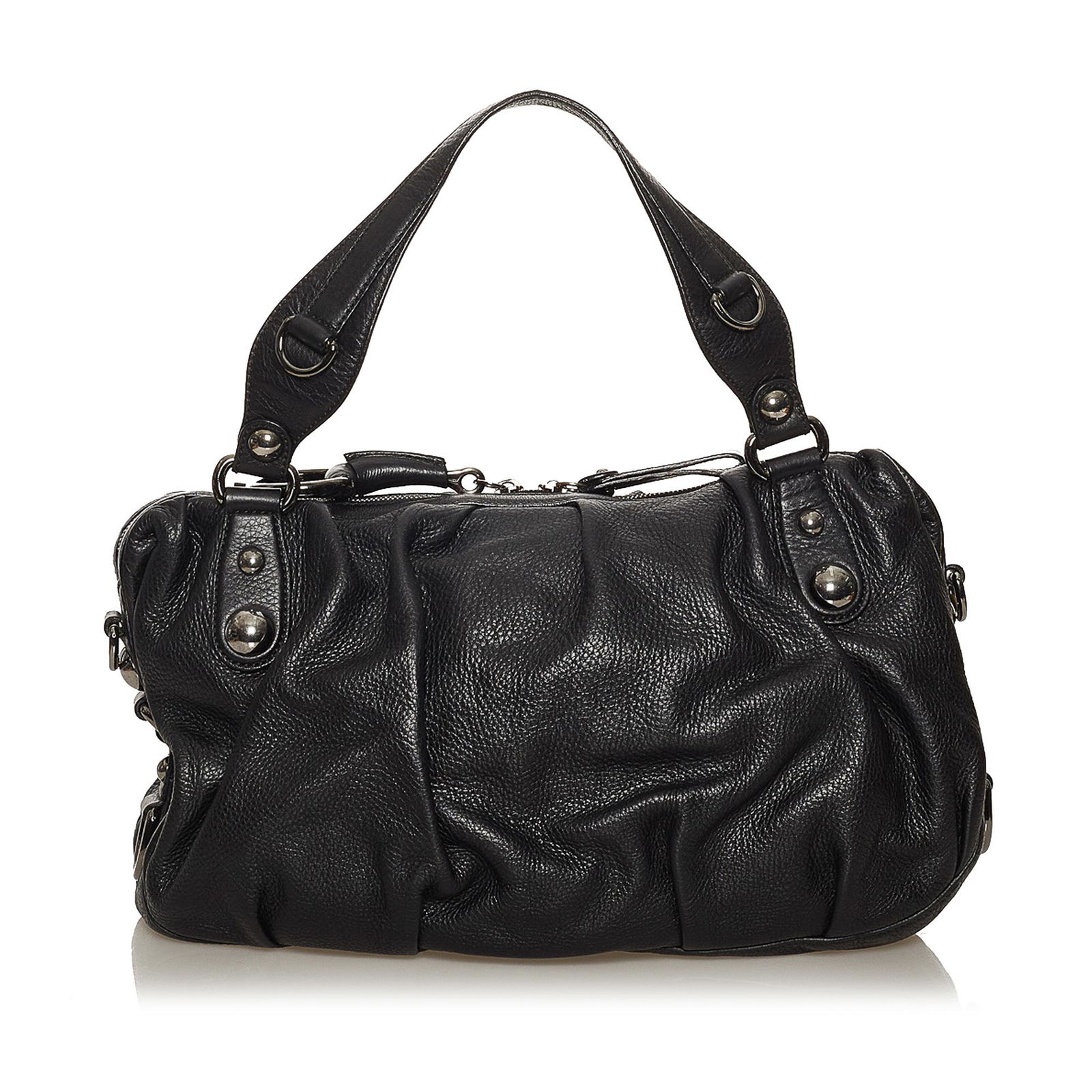 Gucci Icon Bit Leather Handbag: Gucci Icon Bit Leather Handbag This handbag features a leather body with silver-tone hardware flat leather handles a top zip closure and an interior zip pocket. Brand: Gucci Model: Icon Bit Leather Ha