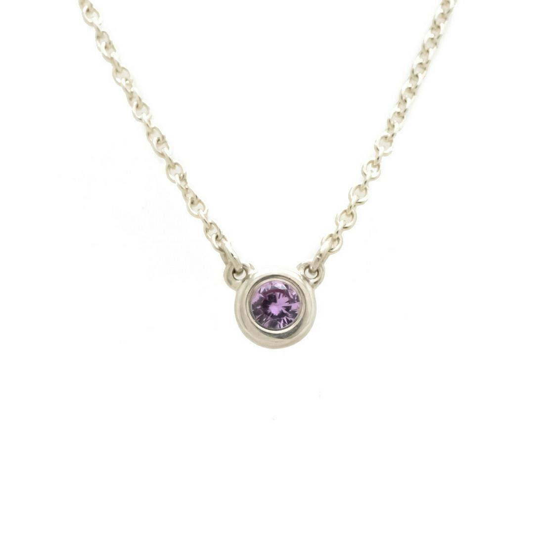TIFFANY & Co. Tiffany Elsa Peretti Color by the Yard Necklace Pendant SV925 Silver Pink Sapphire: TIFFANY & Co. Tiffany Elsa Peretti Color by the Yard Necklace Pendant SV925 Silver Pink Sapphire 0.08ct Brand: Tiffany Necklace Type: Necklace Pendant Type: Pendant Gender: Women Material: Silver 925 