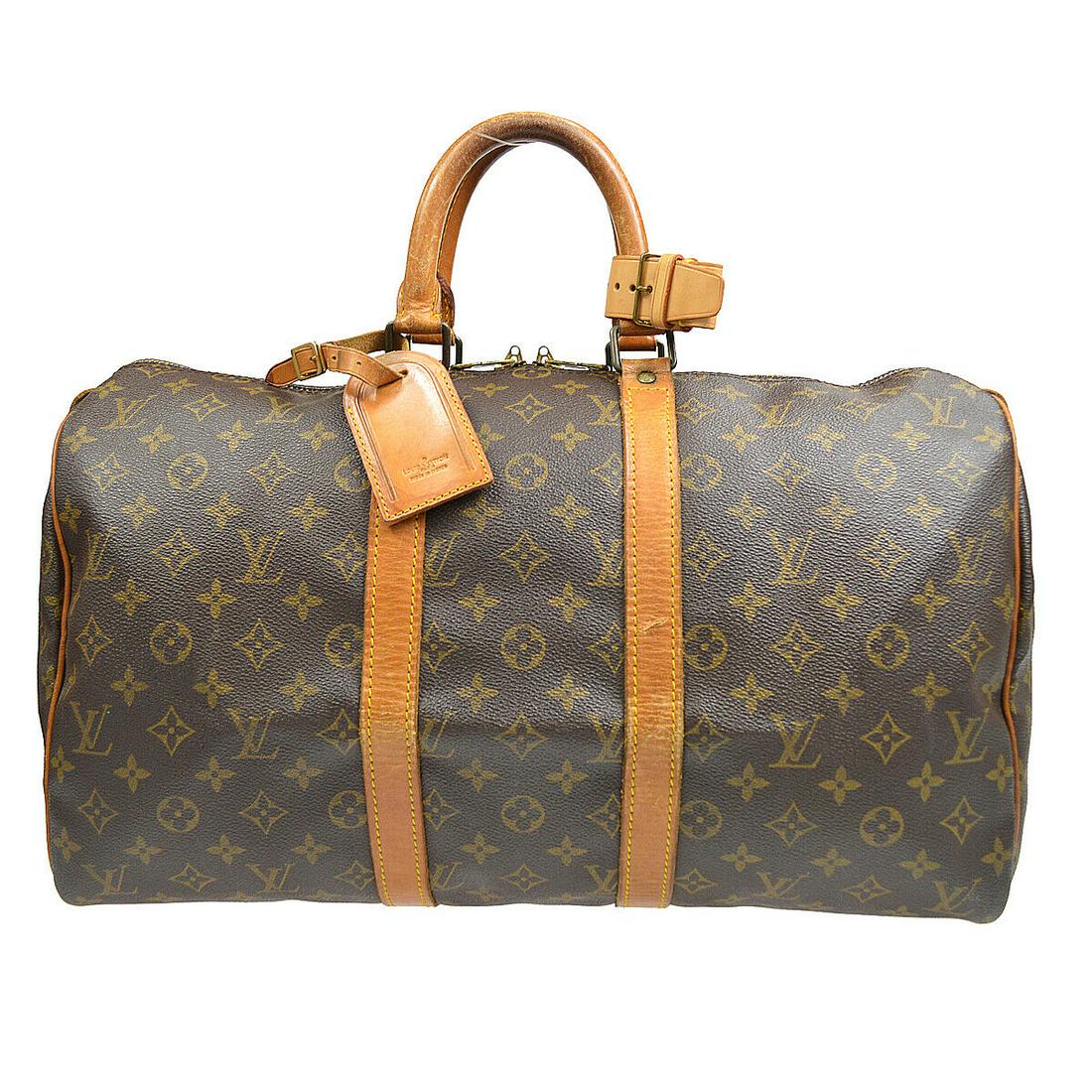 LOUIS VUITTON KEEPALL 45 TRAVEL HAND BAG MONOGRAM M41428 VINTAGE MONOGRAM: LOUIS VUITTON KEEPALL 45 TRAVEL HAND BAG MONOGRAM M41428 VINTAGE MONOGRAM Gender: Adult Unisex Country/Region of Manufacture: France Style: Hand bag Decade: Unknown Material: Monogram canvas Color: Br