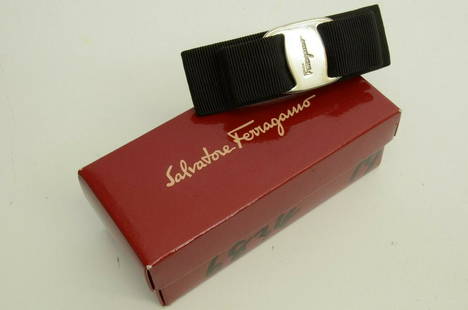 Salvatore Ferragamo Hair Clip SP Buckle Logo Black Nylon: Salvatore Ferragamo Hair Clip SP Buckle Logo Black Nylon Accents: Buckle Logo Department: Women Material: Nylon Silver Plated Theme: Logo Hair Type: All Hair Types Type: Hair Clip Features: Push