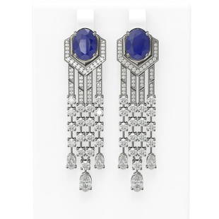 13.73 ctw Sapphire & Diamond Earrings 18K White Gold: 13.73 ctw Sapphire & Diamond Earrings 18K White Gold 13.73 ctw Sapphire & Diamond Earrings 18K White Gold Designer Brand Luxury Jewelrymade in the USA Suggested Retail Price: $37750 Item: