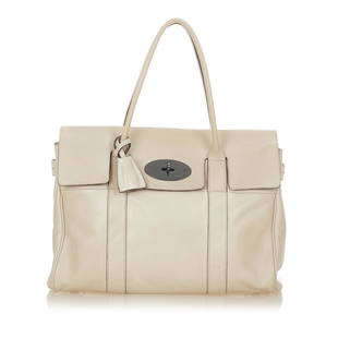 Mulberry Bayswater Leather Handbag: Mulberry Bayswater Leather Handbag The Bayswater features a leather body with adjustable side belt details rolled handles a front flap with a twist lock closure and interior zip and slip pockets.