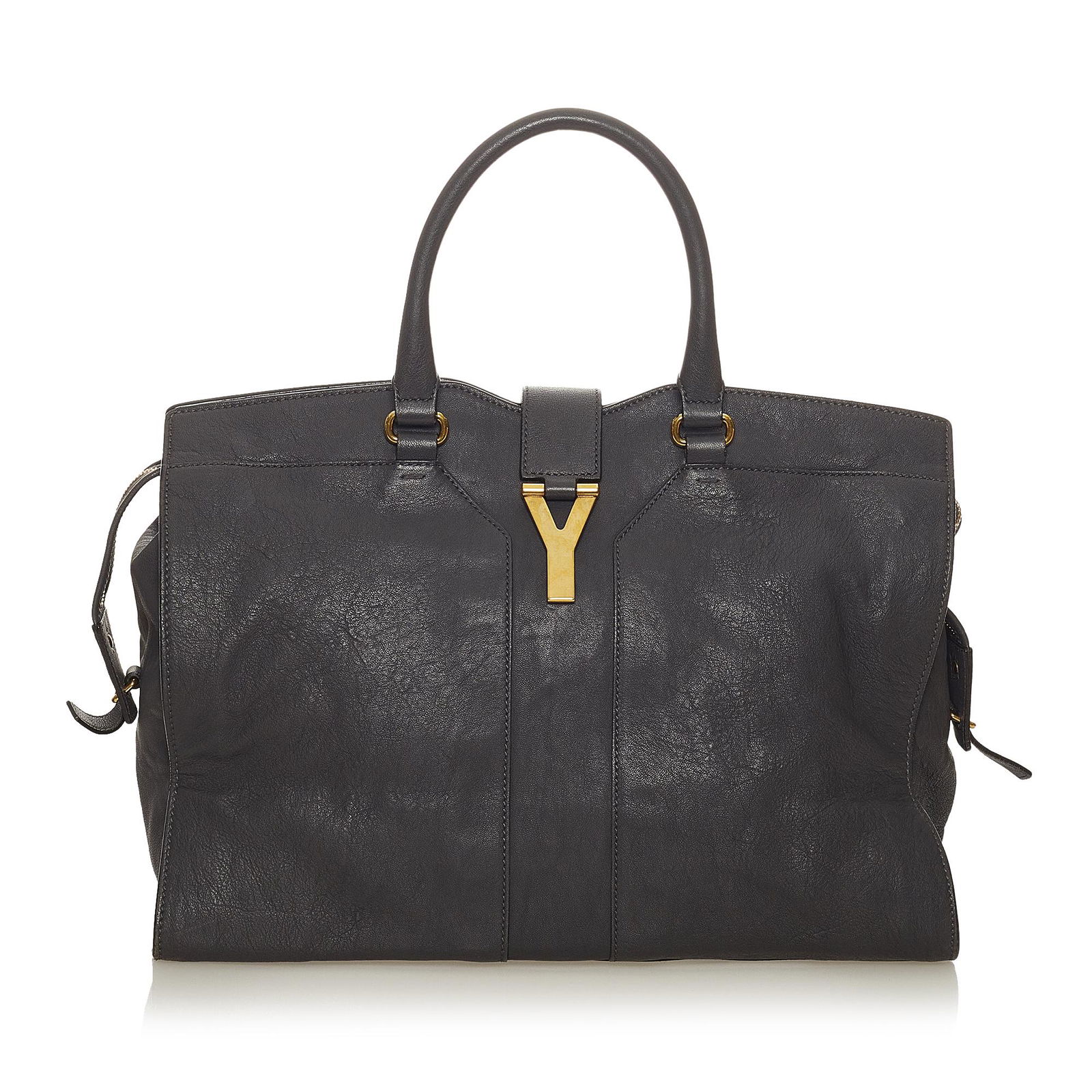 YSL Cabas Chyc Ligne Leather Tote Bag: YSL Cabas Chyc Ligne Leather Tote Bag The Cabas Chyc tote bag features a leather body rolled leather handles a top strap with a gold-tone Y hardware a top zip closure and interior zip and slip pockets